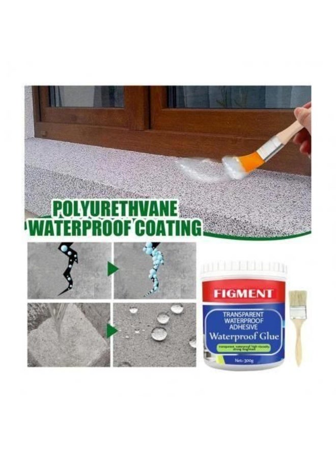 غراء مقاوم للماء، مانع للتسرب، لاصق شفاف لإصلاح التسريبات، لعزل الأسقف والجدران والحمامات، مع طبقة مطاطية لاصقة قوية توفر حماية دائمة وإصلاحًا مثاليًا للتشققات (300 مل غراء + فرشاة) - Image 4